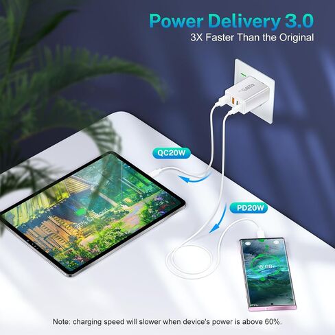 USB C Fast Charger 40W USB C Wall Charger Block Type C Charging Blocks Boxeroo USBC Power Delivery Fast Plug Adapter for iPhone 15/14 13 12 11 Pro Max XS XR X 8 7 6 SE, iPad, Samsung in Saudi Arabia
