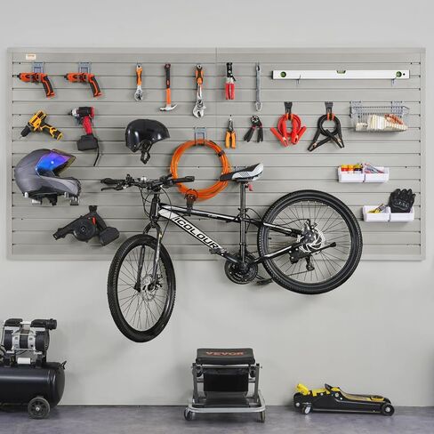 VEVOR Slatwall Panels, 4 ft x 1 ft Gray Garage Wall Panels 12"H x 48"L (Set of 8 Panels), Heavy Duty Garage Wall Organizer Panels Display for Retail Store, Garage Wall, and Craft Storage Organization in Saudi Arabia