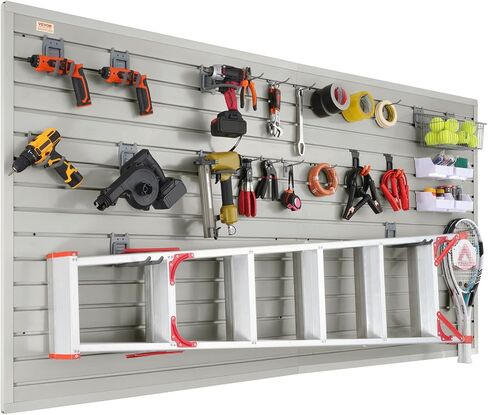 VEVOR Slatwall Panels, 4 ft x 1 ft Gray Garage Wall Panels 12"H x 48"L (Set of 8 Panels), Heavy Duty Garage Wall Organizer Panels Display for Retail Store, Garage Wall, and Craft Storage Organization in Saudi Arabia