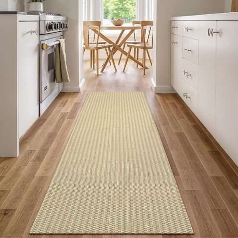 Collive Washable Kitchen Runner Rugs Non Slip, 2x6 Farmhouse Rug Runners for Hallway, Beige Boho Non Slip Laundry Room Rug Cotton Braided Bathroom Runner Rug Modern Indoor Entrance Mats for Bedroom in Saudi Arabia