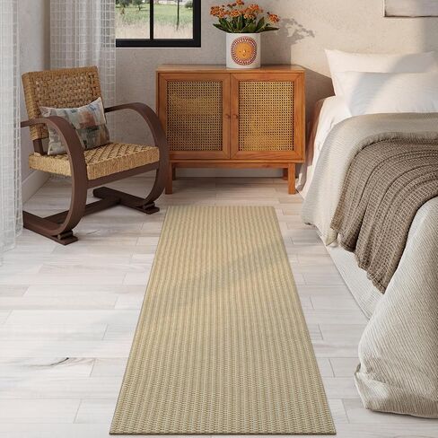 Collive Washable Kitchen Runner Rugs Non Slip, 2x6 Farmhouse Rug Runners for Hallway, Beige Boho Non Slip Laundry Room Rug Cotton Braided Bathroom Runner Rug Modern Indoor Entrance Mats for Bedroom in Saudi Arabia