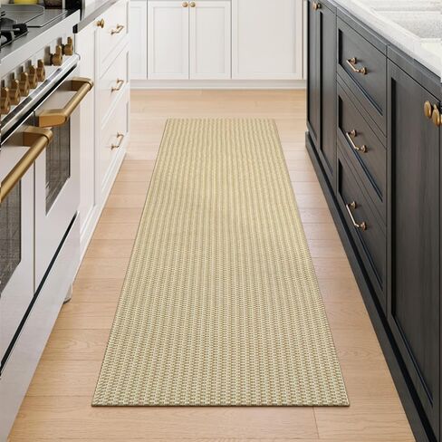 Collive Washable Kitchen Runner Rugs Non Slip, 2x6 Farmhouse Rug Runners for Hallway, Beige Boho Non Slip Laundry Room Rug Cotton Braided Bathroom Runner Rug Modern Indoor Entrance Mats for Bedroom in Saudi Arabia