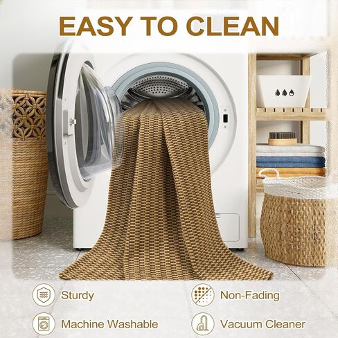 Collive Washable Kitchen Runner Rugs Non Slip, 2x6 Farmhouse Rug Runners for Hallway, Beige Boho Non Slip Laundry Room Rug Cotton Braided Bathroom Runner Rug Modern Indoor Entrance Mats for Bedroom in Saudi Arabia