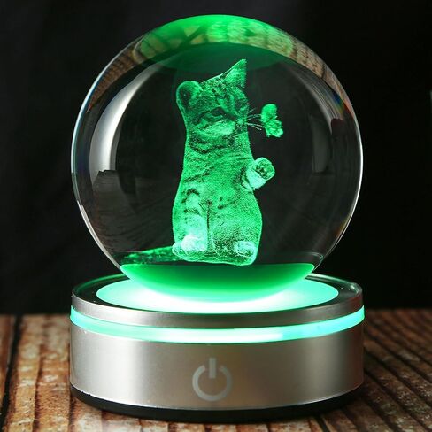 3D Crystal Ball Moon with LED Lamp Base, Space Decor Night Light Snow Globe Unique Astronomy Universe Gifts for Adults Kids Teacher Mom Boy&Girlfriend on Birthday Graduation-3.15in.(80mm) in Saudi Arabia