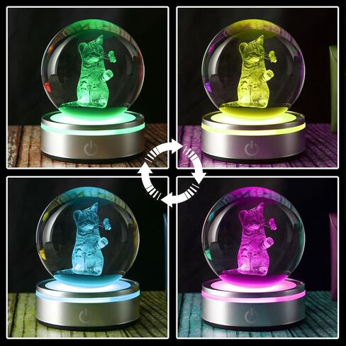 3D Crystal Ball Moon with LED Lamp Base, Space Decor Night Light Snow Globe Unique Astronomy Universe Gifts for Adults Kids Teacher Mom Boy&Girlfriend on Birthday Graduation-3.15in.(80mm) in Saudi Arabia