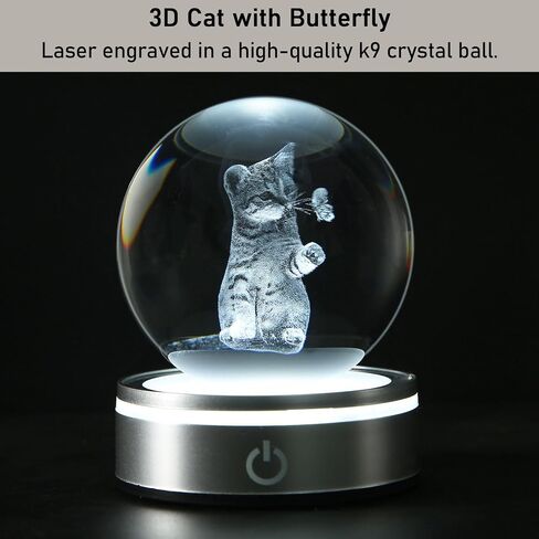 3D Crystal Ball Moon with LED Lamp Base, Space Decor Night Light Snow Globe Unique Astronomy Universe Gifts for Adults Kids Teacher Mom Boy&Girlfriend on Birthday Graduation-3.15in.(80mm) in Saudi Arabia