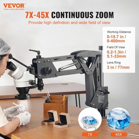 VEVOR Micro Inlaid Mirror Multi-Directional Microscope with Spring Bracket 7X-45X Multi-Directional Micro-Setting Microscope Microscope Gem Diamond Setting Machine with Stand Jewelry Tools in Saudi Arabia