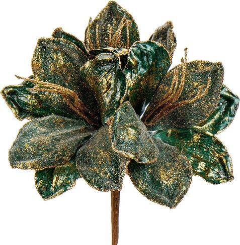 Briful 3PCS Christmas Glitter Poinsettia Flowers 3 Heads Large Artificial Clivia Floral Picks 24 Inch Long Stem Fake Flowers Ornaments for Xmas Tree Vase Table Centerpiece Decor (Champagne Gold) in Kuwait
