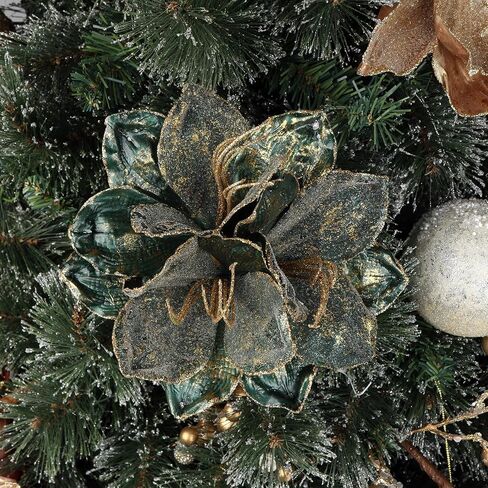 Briful 3PCS Christmas Glitter Poinsettia Flowers 3 Heads Large Artificial Clivia Floral Picks 24 Inch Long Stem Fake Flowers Ornaments for Xmas Tree Vase Table Centerpiece Decor (Champagne Gold) in Kuwait