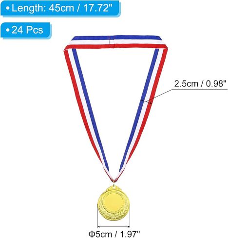 PATIKIL Gold Award Medals, 24 Pcs Blank Style Winner Medals with Neck Ribbon Metal Medals Prizes for Competitions, Party Decorations, Copper in Kuwait