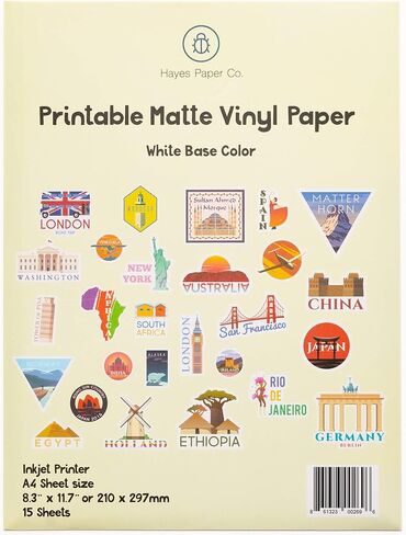 Hayes Paper Co. Vinyl Sticker Paper – 36-Pack A4 Printable Vinyl Sticker Paper – Holographic Vinyl Paper Compatible with Inkjet Printers – Tear and Scratch-Resistant – Opal Pattern in Saudi Arabia