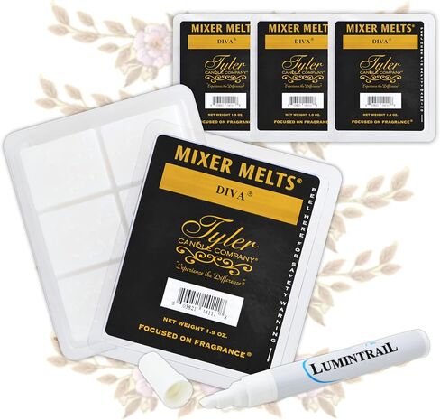 Lumintrail Tyler Candle Mixer Melts, Diva Scent, Set of 4 Scented Wax Tarts for Wax Warmers (6 Tarts per Bar, 24 Tarts Total)- Bundle with a Stain Remover Pen - Wax Melt Warmer for Home Fragrance in Saudi Arabia