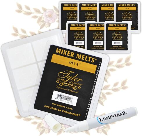 Lumintrail Tyler Candle Mixer Melts, Diva Scent, Set of 4 Scented Wax Tarts for Wax Warmers (6 Tarts per Bar, 24 Tarts Total)- Bundle with a Stain Remover Pen - Wax Melt Warmer for Home Fragrance in Saudi Arabia