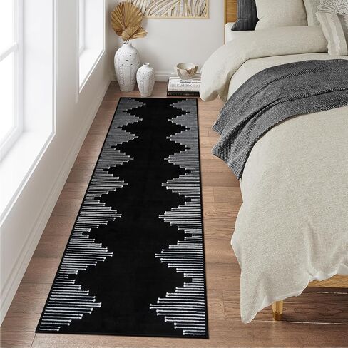 Seavish Washable Runner Rug 2x6 Modern Geometric Hallway Runner Rug Non Slip Low Pile Rugs for Entryway Indoor Soft Rugs for Kitchen Floor Neutral Cream Beige Floor Carpet Runner for Bedroom Laundry in Kuwait