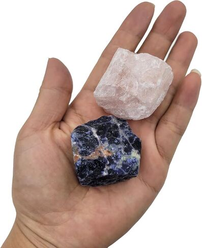 قطعتان من البلورات الخام الكبيرة والأحجار الخام الطبيعية التي تقترن بلورات للشفاء، والصخور للسقوط، والكابينة، والتلميع، واليكا والريكي، وديكورات المنزل 1.3 بوصة - 2 بوصة (التورمالين الشفاف) in Kuwait