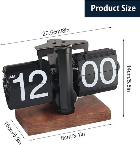 Flip Desk Clock - Retro Digital Flip Table Clock - Mid Century Modern Decor Auto Flip Clock - Battery Powered Gear Operated Flip Clock for Room, Home, Office in Saudi Arabia