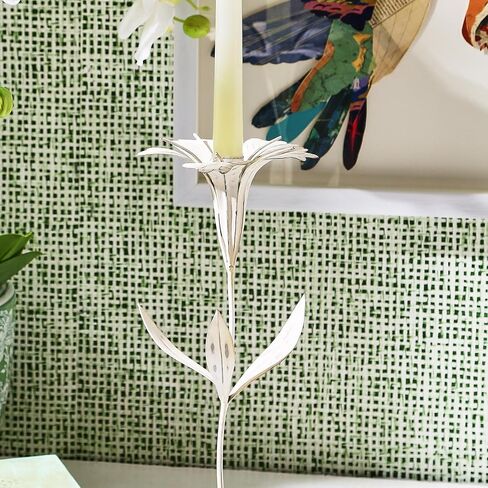Two's Company Set of 2 Blooming Flower Candle Holders, Holds Taper Candle, Metal, 18.75-inches Height, Home Decor Accessories, White, 54360 in Saudi Arabia