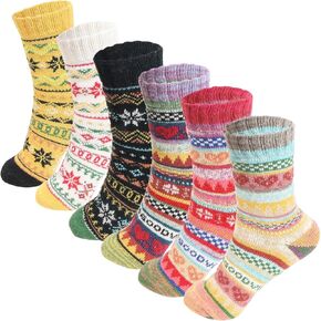 TZ Promise Womens Wool Knitted Thick Thermal Socks Winter Warm Soft Cabin Assorted Cozy- 6 Pack