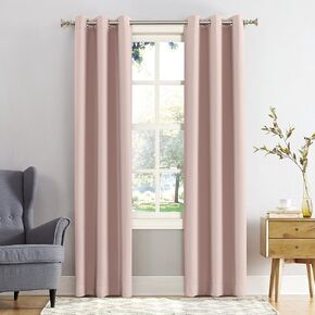 Sun Zero Easton Energy Saving Blackout Grommet Curtain Panel, 40" x 63", Blush Pink
