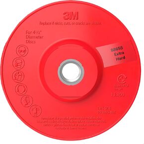 3M™ Disc Back-up Pad Ribbed, 88655, Extra Hard, Red, 4-1/2 in, One Piece