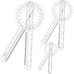 3Pcs Goniometer Set 6/8/12 Inch Physical Therapy Protractor Tool 360 Degree Medical Measurement Angle Ruler Kit