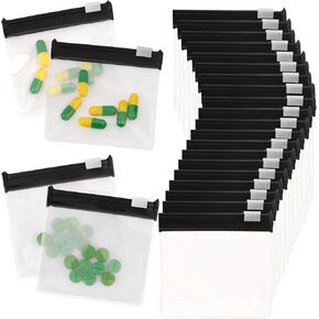 Pill Pouches for Medicine, 24 PCS Plastic Pill Bags with Slide Lock, Pill Bags for Travel Reusable Tiny Mini Small Ziplock Bags for Pills Packs Zipper Pouch Medicine Bag for Pills Storage(Clear)