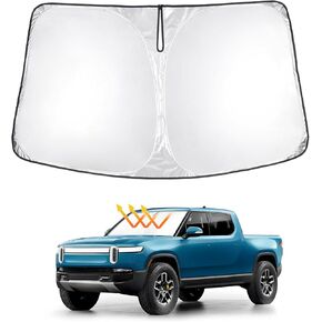 T TGBROS Windshield Sun Shade Custom Fit for 2022-2023 GMC Hummer EV Accessories Foldable Sun Shield Reflective Polyester Sun Visor Cover Block Heat and Sun Protection