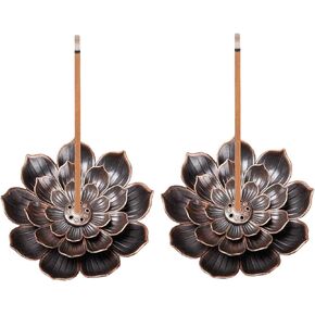 Incense Burner for Sticks,2pcs Lotus Incense Holder for Stick with 6 Incense Holes, Anti-ash Incense Burner with Detachable Ash Catcher for Meditation Yoga Spa Room