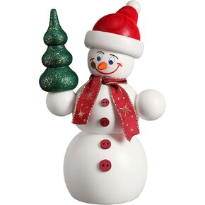 German Incense Smoker Snowman with Christmas Tree, Height 15 cm / 6 inch, Original Erzgebirge SV 12212