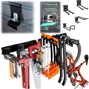Garage Storage Organization Wall Mount, Heavy Duty Tool Organizer with 594 lbs Capacity, Adjustable Hook of Next-Generation Innovative Design, and Easy Installation for Garage, Shed, and Garden