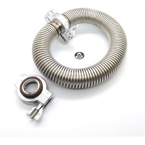 bmotiontech ISO-KF KF25 خرطوم من الفولاذ المقاوم للصدأ المموج عالي المرونة قابل للضغط بطول 2 قدم + مجموعتين KF25 مشبك صواميل جناح، حلقة مركزية وحلقة FKM O (2 قدم، تدفق إضافي، KF25)