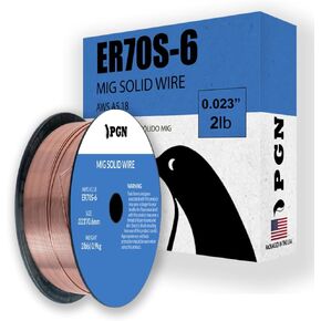 PGN Solid MIG Welding Wire - ER70S-6 .023 Inch - 2 Pound Spool - Mild Steel MIG Wire with Low Splatter and High Levels of Deoxidizers - For All Position Gas Welding
