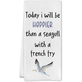 Funny Seagull Kitchen Towels,Funny Seagull Hand Towels,Funny Seagull Dish Towels,Seagull Lovers Gifts for Women,Funny Seagull Tea Towels for Kitchen Bathroom Decor 16 X 24