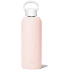 bkr - Demi Bottle - Reusable Glass Water Bottle - 650mL (22oz) - Fits Cup-Holders, Leakproof, Durable, Carrying Loop - Dishwasher Safe - Removable Silicone Sleeve - BPA Free - Everly