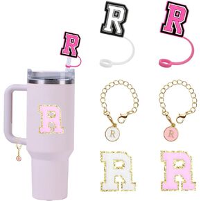 (2+2+2) Straw Cover for Stanley Cup 30&40 Oz, 10mm Straw Topper, Stanley Cup Accessories Letter Charms, Name ID Initial Letter Handle Personalized Charm For Stanley Tumbler Sticker (Letter A)