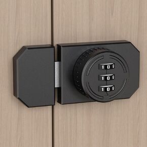 Mechanical Keyless Cabinet Lock, 3-Digit Combination Stick-on Lock, Drawer Combination Latch with Adhesive for One-Way Door, Closet Door, Cabinet Door, Barn Door, Drawer, Wine Cabinet (1, White)