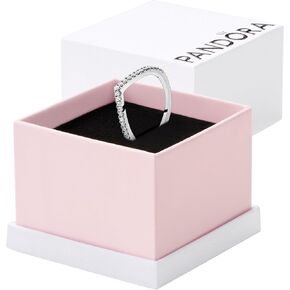 Pandora Sparkling Wishbone Ring - Stackable Rose Gold Ring for Women - Gift for Her - 14k Rose Gold-Plated Shine with Cubic Zirconia - Size 9, With Gift Box