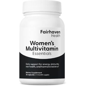 Fairhaven Health Women’s Multivitamin Essentials | Once-Daily Women’s Multivitamin Support for Energy, Immune Health, Eye Health, Hormone Balance | Gluten, Dairy, Soy Free | Non-GMO | 30 Capsules