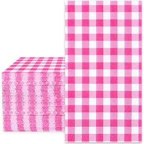 Whaline Terracotta Guest Napkins Buffalo Plaid Disposable Paper Pack 3 Ply Wedding Dinner Hand Napkin Towel for Wedding Birthday Bride Shower Party Supplies Table Decorations, 80Pcs
