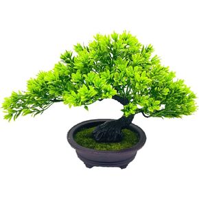 Artificial Plants Greenery Bonsai Fycooler Fake Plants Plastic Artificial Bonsai Tree, Fake Bonsai Juniper for Home Bedroom Living Room Office Desk Bookshelf Farmhouse Decor Zen Garden Decorations