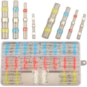 150PCS Solder Seal Wire Connectors Heat Shrink Wire Connectors, Waterproof Solder Seal Heat Shrink Wire Terminal Connectors Kit Marine Grade Heat Shrink Connectors Butt Splice connectors