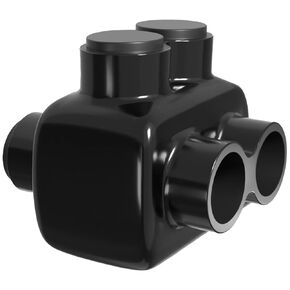 OHLECTRIC Dual Side Entry - 2 Port - 1/0-14 AWG - Black Insulated Connector - 3/16 Hex Screw - Pre-Filled with Oxide Inhibitor - Rubber/Vinyl Coating, 6061-T6 Aluminum CU9AL