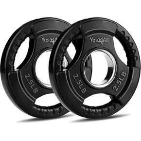 Yes4All Rubber Grip Plates for Barbell, 2-Inch Weight Plates for Weightlifting and Strength Training in Home Gym (Single, Pair and Set)