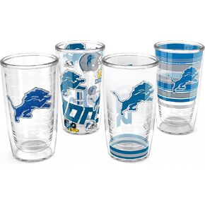 Tervis NFL Detroit Lions - Assorted Made in USA Double Walled Insulated Tumbler Travel Cup Keeps Drinks Cold & Hot, 16oz 4pk, Classic