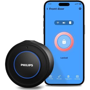 Philips Wi-Fi Smart Lock, Turn Your Existing Deadbolt into a Smart Door Lock, Built-in WiFi, APP Remote Control, Keyless Entry Door Lock, Auto-Lock, Lock Status Logging, Multiple Alarm, Matte Black