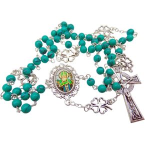 مجموعة Westmon Works St Patrick Rosary الفاخرة مجموعة أيرلندا المباركة مع الخرز الزجاجي والبطاقة المقدسة الأيرلندية
