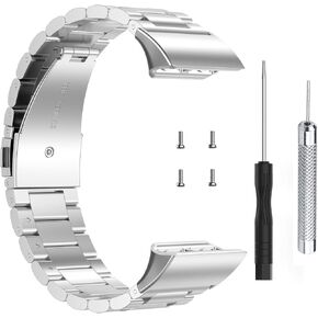 Stainless Steel Metal Replacement Strap for Garmin Approach S10 / Forerunner 35 / Forerunner 30 Bracelet Stainless Steel Quick Release Metal Chain Watch Bands Silver