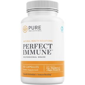 Perfect Immune Support Supplement with Vitamin C and D Plus Zinc and Vitamin A, 4 in 1 Immune Booster Vitamin Supplement, USA Made, GMO Free, Gluten Free, Veg Capsules - 60 Count