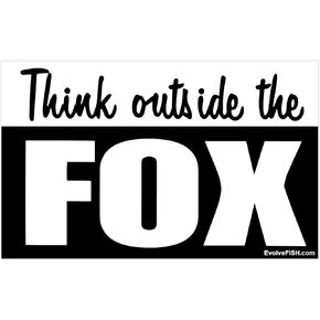 EvolveFISH Think Outside The Fox Bumper Sticker - [5" x 3"]
