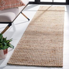 SAFAVIEH Natural Fiber Collection Area Rug - 4' Round, Natural & Ivory, Handmade Farmhouse Jute & Wool, Ideal for High Traffic Areas in Living Room, Bedroom (NFB553A)